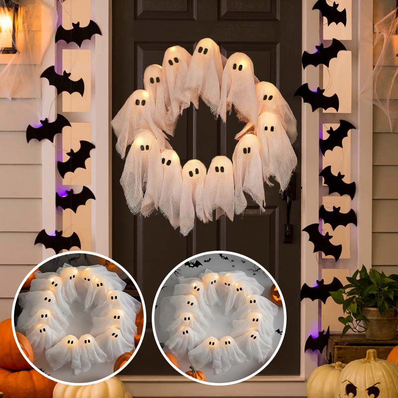 Hallowy™  Ghosts Glow Wreath