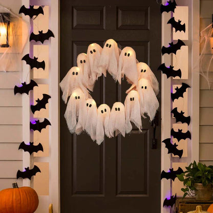 Hallowy™  Ghosts Glow Wreath